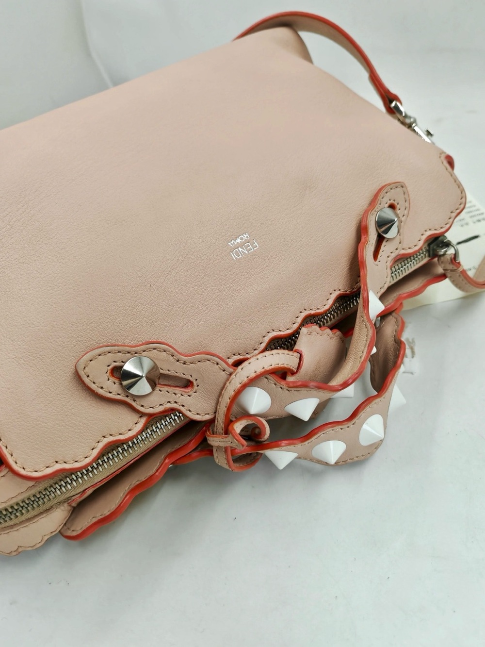 🌸Authentic FENDI By The Way Pink Leather Studded Scalloped Shoulder Crossbody🌸 - Picture 14 of 15